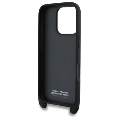 BMW M Edition Carbon Tricolor Lines &amp; Strap Case for iPhone 16 Pro Max - Black