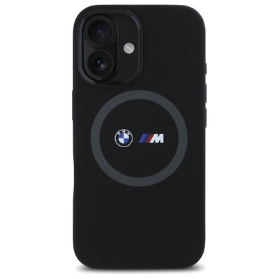 BMW M Silicone Printed Ring MagSafe iPhone 16 Case - Black