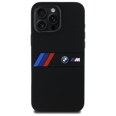 BMW Silicone Middle Stripe MagSafe Case for iPhone 16 Pro Max - Black
