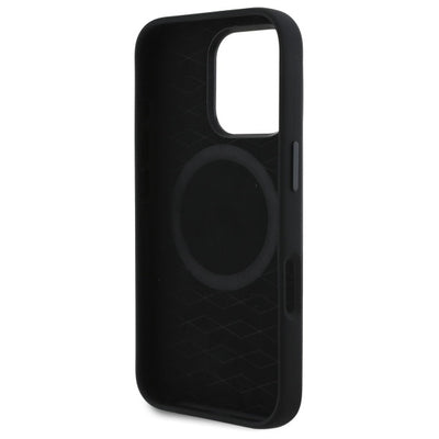 BMW Silicone Cut Tricolor Lines MagSafe Case for iPhone 16 Pro Max - Black