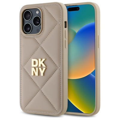 DKNY Quilted Stack Logo iPhone 14 Pro Case - Beige