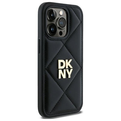 DKNY Quilted Stack Logo iPhone 14 Pro Case - Black