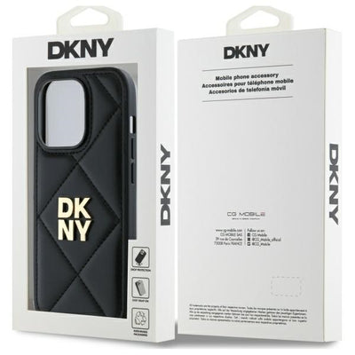 DKNY Quilted Stack Logo iPhone 14 Pro Case - Black