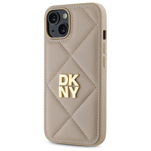 DKNY Quilted Stack Logo iPhone 14 Case - Beige