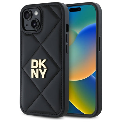 DKNY Quilted Stack Logo iPhone 14 Case - Black