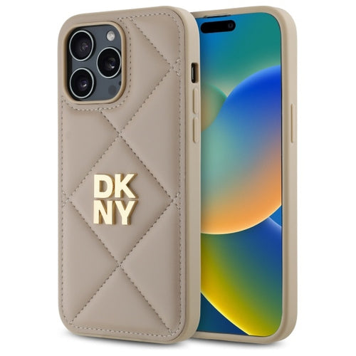 DKNY Quilted Stack Logo iPhone 14 Pro Max Case - Beige