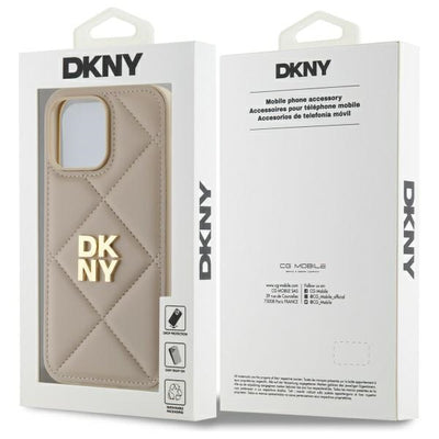 DKNY Quilted Stack Logo iPhone 14 Pro Max Case - Beige