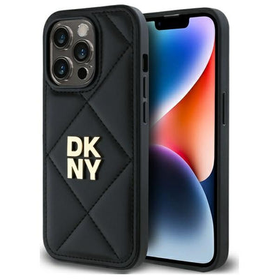DKNY Quilted Stack Logo iPhone 14 Pro Max Case - Black