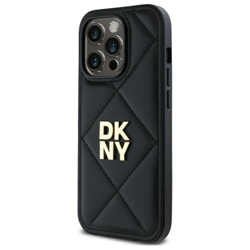 DKNY Quilted Stack Logo iPhone 14 Pro Max Case - Black