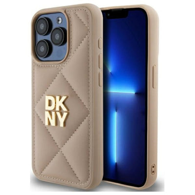 DKNY Quilted Stack Logo iPhone 15 Pro Case - Beige