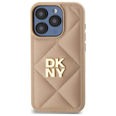DKNY Quilted Stack Logo iPhone 15 Pro Case - Beige