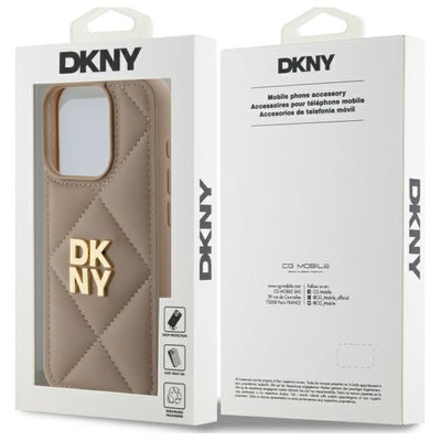 DKNY Quilted Stack Logo iPhone 15 Pro Case - Beige