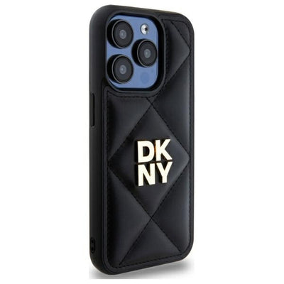 DKNY Quilted Stack Logo iPhone 15 Pro Case - Black