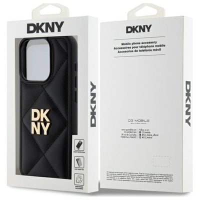DKNY Quilted Stack Logo iPhone 15 Pro Case - Black