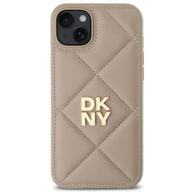 DKNY Quilted Stack Logo iPhone 15 Plus Case - Beige
