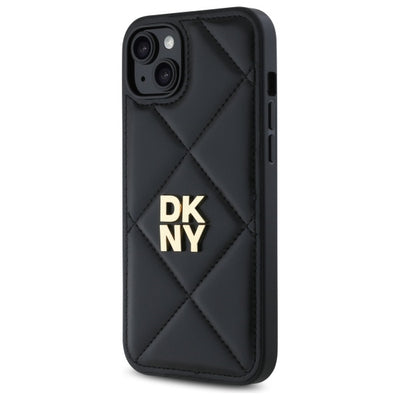 DKNY Quilted Stack Logo iPhone 15 Plus Case - Black