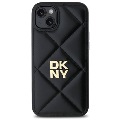 DKNY Quilted Stack Logo iPhone 15 Plus Case - Black