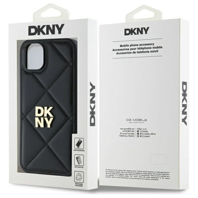 DKNY Quilted Stack Logo iPhone 15 Plus Case - Black
