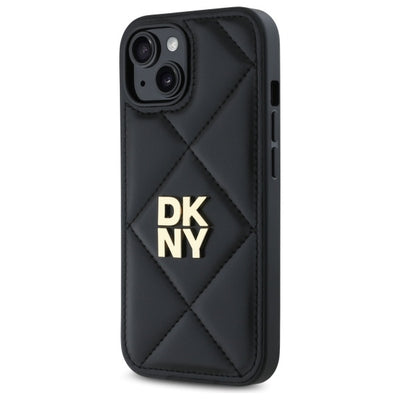 DKNY Quilted Stack Logo iPhone 15 Case - Black
