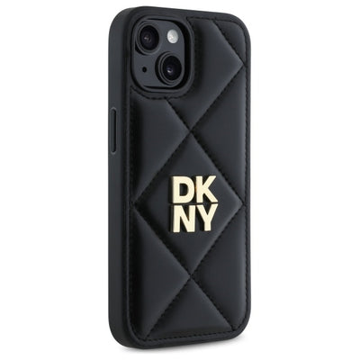 DKNY Quilted Stack Logo iPhone 15 Case - Black