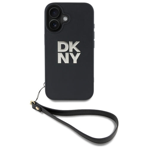 DKNY Wrist Strap Stock Logo iPhone 16 Case - Black