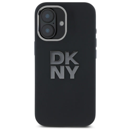 DKNY Liquid Silicone Metal Logo iPhone 16 Case - Black