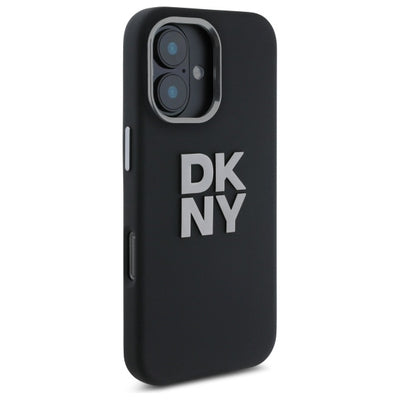 DKNY Liquid Silicone Metal Logo iPhone 16 Case - Black