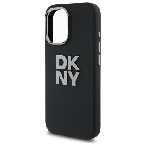 DKNY Liquid Silicone Metal Logo iPhone 16 Case - Black