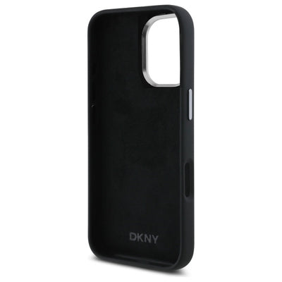 DKNY Liquid Silicone Metal Logo iPhone 16 Case - Black