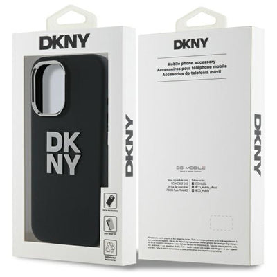DKNY Liquid Silicone Metal Logo iPhone 16 Case - Black