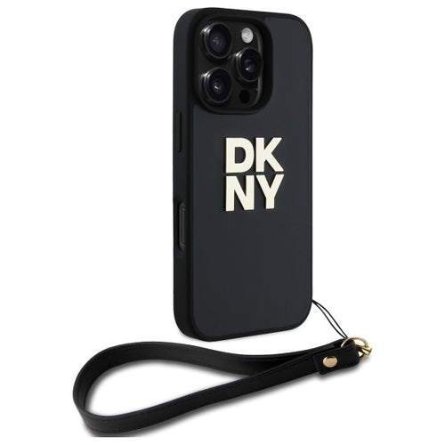 DKNY Wrist Strap Stock Logo iPhone 16 Pro Max Case - Black
