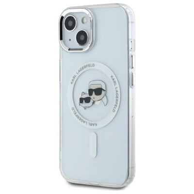 Karl Lagerfeld IML Metal Karl&amp;Choupette Head MagSafe iPhone 14 Case - White