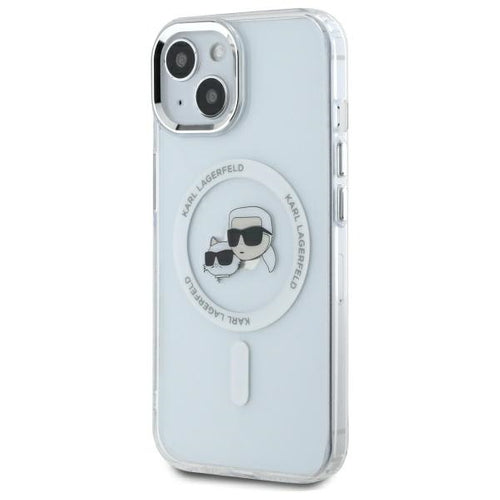 Karl Lagerfeld IML Metal Karl&amp;Choupette Head MagSafe iPhone 14 Case - White