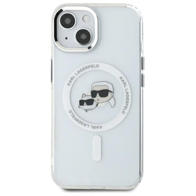 Karl Lagerfeld IML Metal Karl&amp;Choupette Head MagSafe iPhone 14 Case - White