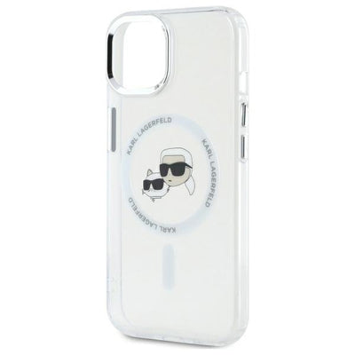 Karl Lagerfeld IML Metal Karl&amp;Choupette Head MagSafe iPhone 14 Case - White