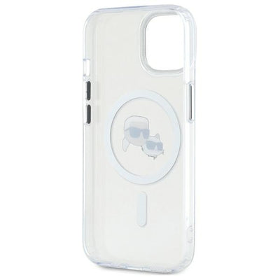 Karl Lagerfeld IML Metal Karl&amp;Choupette Head MagSafe iPhone 14 Case - White