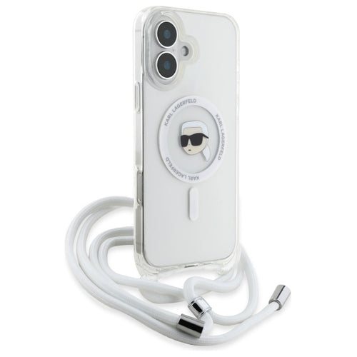 Karl Lagerfeld Crossbody IML Karl Head Magsafe Case for iPhone 16 - Clear