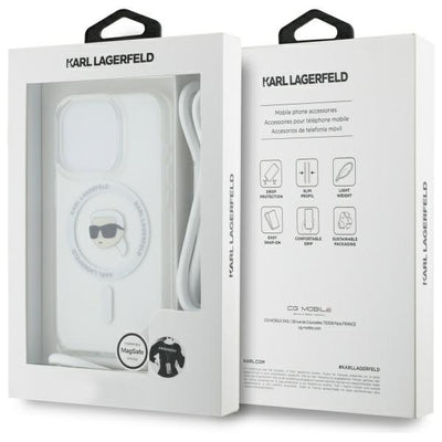 Karl Lagerfeld Crossbody IML Karl Head Magsafe Case for iPhone 16 Pro Max - Clear