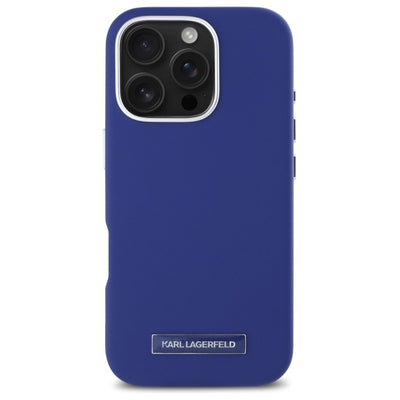 Karl Lagerfeld FW Metal Plate MagSafe iPhone 16 Pro Max Case - Blue