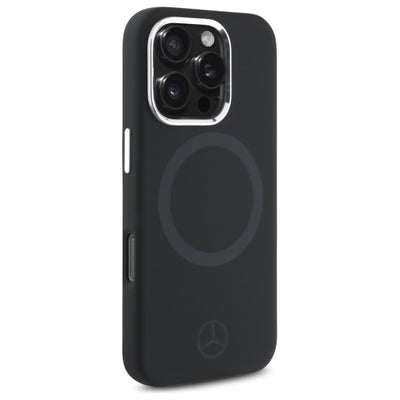 Mercedes Silicone Tonal Logo MagSafe iPhone 16 Pro Case - Black