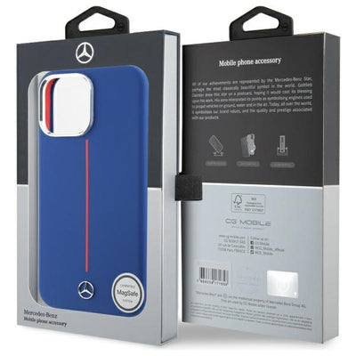 Mercedes Silicone Red Stripe MagSafe Case for iPhone 16 Pro Max - Navy Blue