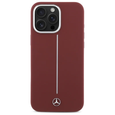Mercedes Silicone White Stripe MagSafe Case for iPhone 16 Pro Max - Red