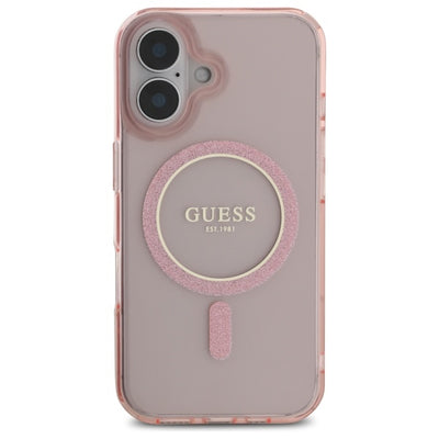Guess GUHMP16SHFGEREP iPhone 16 6.1" pink/pink hardcase IML Glitter Circle MagSafe