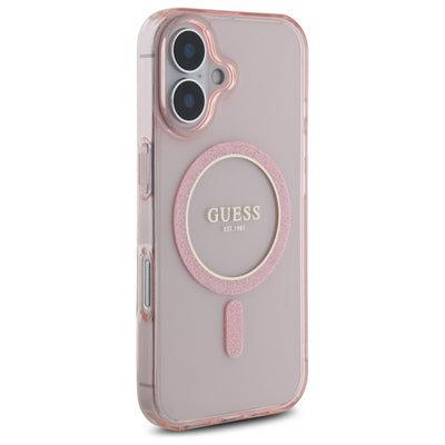 Guess GUHMP16SHFGEREP iPhone 16 6.1" pink/pink hardcase IML Glitter Circle MagSafe