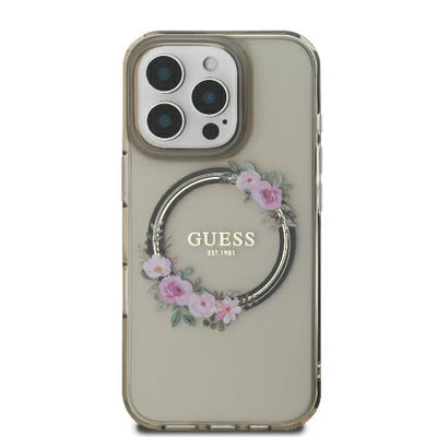 Guess GUHMP16XHFWFCK iPhone 16 Pro Max 6.9" black/black hardcase IML Flowers Wreath MagSafe