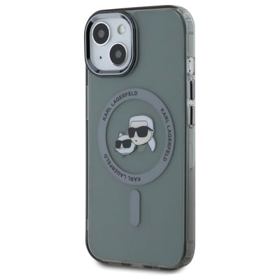 Karl Lagerfeld KLHMP15SHLSKCK iPhone 15 6.1" black/black hardcase IML Metal Karl&amp;Choupette Head MagSafe