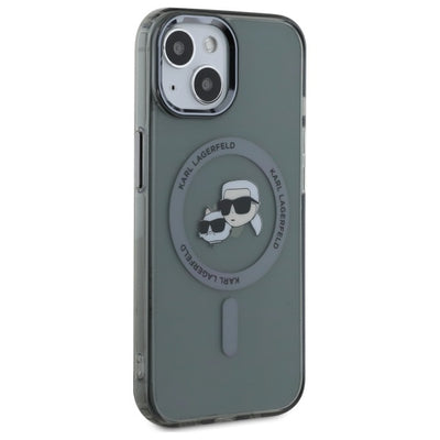 Karl Lagerfeld KLHMP15SHLSKCK iPhone 15 6.1" black/black hardcase IML Metal Karl&amp;Choupette Head MagSafe