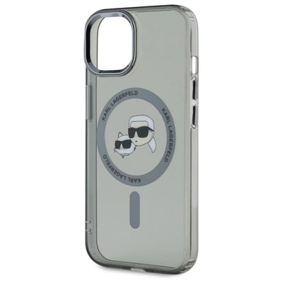 Karl Lagerfeld KLHMP15SHLSKCK iPhone 15 6.1" black/black hardcase IML Metal Karl&amp;Choupette Head MagSafe