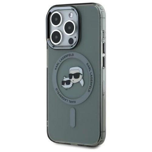 Karl Lagerfeld KLHMP15XHLSKCK iPhone 15 Pro Max 6.7" black/black hardcase IML Metal Karl&amp;Choupette Head MagSafe