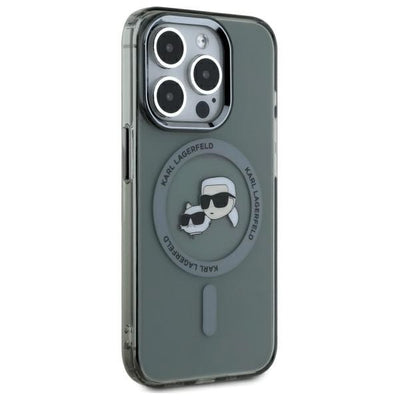 Karl Lagerfeld KLHMP15XHLSKCK iPhone 15 Pro Max 6.7" black/black hardcase IML Metal Karl&amp;Choupette Head MagSafe
